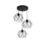 GLOBOSTAR® DAZLA 201-0024 Vintage Κρεμαστό Φωτιστικό Οροφής με Ντουί 3 x E27 AC 220-240V IP20 - Μαύρο - Μ47 x Π47 x Υ60cm