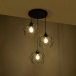 GLOBOSTAR® DAZLA 201-0024 Vintage Κρεμαστό Φωτιστικό Οροφής με Ντουί 3 x E27 AC 220-240V IP20 - Μαύρο - Μ47 x Π47 x Υ60cm - Image 3