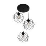 GLOBOSTAR® DAZLA 201-0024 Vintage Κρεμαστό Φωτιστικό Οροφής με Ντουί 3 x E27 AC 220-240V IP20 - Μαύρο - Μ47 x Π47 x Υ60cm - Image 5