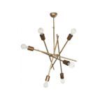 GLOBOSTAR® SUNFY 201-0033 Μοντέρνο Κρεμαστό Φωτιστικό Οροφής με Ντουί 6 x E27 AC 220-240V IP20 - Χρυσό - Μ57 x Π57 x Υ85cm