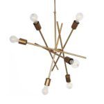 GLOBOSTAR® SUNFY 201-0033 Μοντέρνο Κρεμαστό Φωτιστικό Οροφής με Ντουί 6 x E27 AC 220-240V IP20 - Χρυσό - Μ57 x Π57 x Υ85cm - Image 4