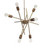 GLOBOSTAR® SUNFY 201-0033 Μοντέρνο Κρεμαστό Φωτιστικό Οροφής με Ντουί 6 x E27 AC 220-240V IP20 - Χρυσό - Μ57 x Π57 x Υ85cm - Image 5