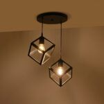 GLOBOSTAR® DISE 201-0050 Μοντέρνο Κρεμαστό Φωτιστικό Οροφής με Ντουί 2 x E27 AC 220-240V IP20 - Μαύρο - Μ50 x Π30 x Υ50cm - Image 3