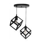 GLOBOSTAR® DISE 201-0050 Μοντέρνο Κρεμαστό Φωτιστικό Οροφής με Ντουί 2 x E27 AC 220-240V IP20 - Μαύρο - Μ50 x Π30 x Υ50cm - Image 4