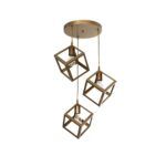 GLOBOSTAR® DISE 201-0057 Μοντέρνο Κρεμαστό Φωτιστικό Οροφής με Ντουί 3 x E27 AC 220-240V IP20 - Χρυσό - Μ48 x Π48 x Υ65cm