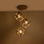 GLOBOSTAR® DISE 201-0057 Μοντέρνο Κρεμαστό Φωτιστικό Οροφής με Ντουί 3 x E27 AC 220-240V IP20 - Χρυσό - Μ48 x Π48 x Υ65cm - Image 3