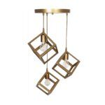 GLOBOSTAR® DISE 201-0057 Μοντέρνο Κρεμαστό Φωτιστικό Οροφής με Ντουί 3 x E27 AC 220-240V IP20 - Χρυσό - Μ48 x Π48 x Υ65cm - Image 6