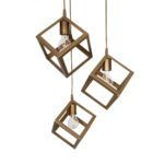 GLOBOSTAR® DISE 201-0057 Μοντέρνο Κρεμαστό Φωτιστικό Οροφής με Ντουί 3 x E27 AC 220-240V IP20 - Χρυσό - Μ48 x Π48 x Υ65cm - Image 7