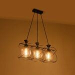 GLOBOSTAR® GLINDER 201-0067 Vintage Κρεμαστό Φωτιστικό Οροφής με Ντουί 3 x E27 AC 220-240V IP20 - Μαύρο & Μελί - Μ53 x Π25 x Υ23cm - Image 3