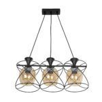 GLOBOSTAR® GLINDER 201-0067 Vintage Κρεμαστό Φωτιστικό Οροφής με Ντουί 3 x E27 AC 220-240V IP20 - Μαύρο & Μελί - Μ53 x Π25 x Υ23cm - Image 5