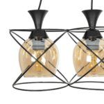 GLOBOSTAR® GLINDER 201-0067 Vintage Κρεμαστό Φωτιστικό Οροφής με Ντουί 3 x E27 AC 220-240V IP20 - Μαύρο & Μελί - Μ53 x Π25 x Υ23cm - Image 7