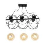 GLOBOSTAR® GLINDER 201-0067 Vintage Κρεμαστό Φωτιστικό Οροφής με Ντουί 3 x E27 AC 220-240V IP20 - Μαύρο & Μελί - Μ53 x Π25 x Υ23cm - Image 9