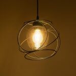 GLOBOSTAR® GLINDER 201-0068 Vintage Κρεμαστό Φωτιστικό Οροφής με Ντουί 1 x E27 AC 220-240V IP20 - Μαύρο & Μελί - Μ25 x Π18 x Υ24cm - Image 3