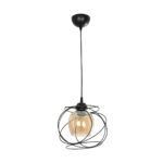 GLOBOSTAR® GLINDER 201-0068 Vintage Κρεμαστό Φωτιστικό Οροφής με Ντουί 1 x E27 AC 220-240V IP20 - Μαύρο & Μελί - Μ25 x Π18 x Υ24cm - Image 4