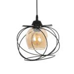 GLOBOSTAR® GLINDER 201-0068 Vintage Κρεμαστό Φωτιστικό Οροφής με Ντουί 1 x E27 AC 220-240V IP20 - Μαύρο & Μελί - Μ25 x Π18 x Υ24cm - Image 5