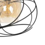 GLOBOSTAR® GLINDER 201-0068 Vintage Κρεμαστό Φωτιστικό Οροφής με Ντουί 1 x E27 AC 220-240V IP20 - Μαύρο & Μελί - Μ25 x Π18 x Υ24cm - Image 8