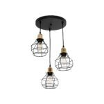 GLOBOSTAR® NOVARAY 201-0083 Vintage Κρεμαστό Φωτιστικό Οροφής με Ντουί 3 x E27 AC 220-240V IP20 - Μαύρο & Χρυσό - Μ40 x Π40 x Υ50cm