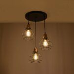 GLOBOSTAR® NOVARAY 201-0083 Vintage Κρεμαστό Φωτιστικό Οροφής με Ντουί 3 x E27 AC 220-240V IP20 - Μαύρο & Χρυσό - Μ40 x Π40 x Υ50cm - Image 3