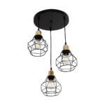 GLOBOSTAR® NOVARAY 201-0083 Vintage Κρεμαστό Φωτιστικό Οροφής με Ντουί 3 x E27 AC 220-240V IP20 - Μαύρο & Χρυσό - Μ40 x Π40 x Υ50cm - Image 5