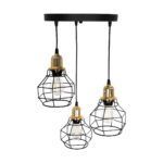 GLOBOSTAR® NOVARAY 201-0083 Vintage Κρεμαστό Φωτιστικό Οροφής με Ντουί 3 x E27 AC 220-240V IP20 - Μαύρο & Χρυσό - Μ40 x Π40 x Υ50cm - Image 6