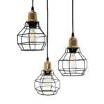 GLOBOSTAR® NOVARAY 201-0083 Vintage Κρεμαστό Φωτιστικό Οροφής με Ντουί 3 x E27 AC 220-240V IP20 - Μαύρο & Χρυσό - Μ40 x Π40 x Υ50cm - Image 7