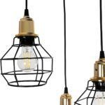 GLOBOSTAR® NOVARAY 201-0083 Vintage Κρεμαστό Φωτιστικό Οροφής με Ντουί 3 x E27 AC 220-240V IP20 - Μαύρο & Χρυσό - Μ40 x Π40 x Υ50cm - Image 8