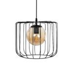 GLOBOSTAR® FLAMIA 201-0099 Vintage Κρεμαστό Φωτιστικό Οροφής με Ντουί 1 x E27 AC 220-240V IP20 - Μαύρο & Μελί - Μ31 x Π31 x Υ29cm - Image 5