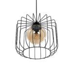 GLOBOSTAR® FLAMIA 201-0099 Vintage Κρεμαστό Φωτιστικό Οροφής με Ντουί 1 x E27 AC 220-240V IP20 - Μαύρο & Μελί - Μ31 x Π31 x Υ29cm - Image 6