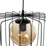 GLOBOSTAR® FLAMIA 201-0099 Vintage Κρεμαστό Φωτιστικό Οροφής με Ντουί 1 x E27 AC 220-240V IP20 - Μαύρο & Μελί - Μ31 x Π31 x Υ29cm - Image 8