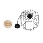 GLOBOSTAR® FLAMIA 201-0099 Vintage Κρεμαστό Φωτιστικό Οροφής με Ντουί 1 x E27 AC 220-240V IP20 - Μαύρο & Μελί - Μ31 x Π31 x Υ29cm - Image 10