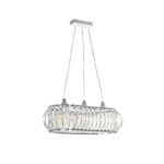 GLOBOSTAR® RAZIA 201-0101 Vintage Κρεμαστό Φωτιστικό Οροφής με Ντουί 3 x E27 AC 220-240V IP20 - Ασημί & Διάφανο - Μ60 x Π30 x Υ25cm