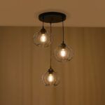 GLOBOSTAR® FLAMIA 201-0109 Vintage Κρεμαστό Φωτιστικό Οροφής με Ντουί 3 x E27 AC 220-240V IP20 - Μαύρο - Μ44 x Π44 x Υ66cm - Image 3