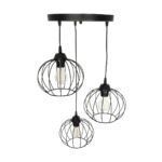 GLOBOSTAR® FLAMIA 201-0109 Vintage Κρεμαστό Φωτιστικό Οροφής με Ντουί 3 x E27 AC 220-240V IP20 - Μαύρο - Μ44 x Π44 x Υ66cm - Image 6