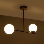 GLOBOSTAR® GLOBUS 201-0119 Μοντέρνο Φωτιστικό Οροφής με Ντουί 2 x E27 AC 220-240V IP20 - Λευκό & Χρυσό - Μ65 x Π15 x Υ23cm - Image 3