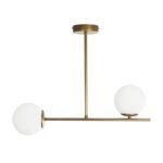 GLOBOSTAR® GLOBUS 201-0119 Μοντέρνο Φωτιστικό Οροφής με Ντουί 2 x E27 AC 220-240V IP20 - Λευκό & Χρυσό - Μ65 x Π15 x Υ23cm - Image 4