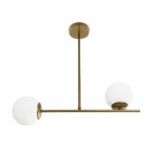 GLOBOSTAR® GLOBUS 201-0119 Μοντέρνο Φωτιστικό Οροφής με Ντουί 2 x E27 AC 220-240V IP20 - Λευκό & Χρυσό - Μ65 x Π15 x Υ23cm - Image 5