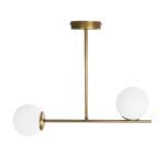 GLOBOSTAR® GLOBUS 201-0119 Μοντέρνο Φωτιστικό Οροφής με Ντουί 2 x E27 AC 220-240V IP20 - Λευκό & Χρυσό - Μ65 x Π15 x Υ23cm - Image 6