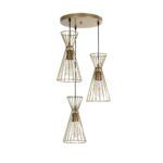 GLOBOSTAR® FLIXIO 201-0126 Vintage Κρεμαστό Φωτιστικό Οροφής με Ντουί 3 x E27 AC 220-240V IP20 - Χρυσό - Μ40 x Π40 x Υ70cm