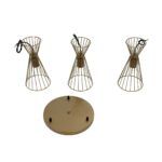 GLOBOSTAR® FLIXIO 201-0126 Vintage Κρεμαστό Φωτιστικό Οροφής με Ντουί 3 x E27 AC 220-240V IP20 - Χρυσό - Μ40 x Π40 x Υ70cm - Image 11