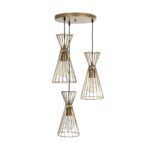 GLOBOSTAR® FLIXIO 201-0126 Vintage Κρεμαστό Φωτιστικό Οροφής με Ντουί 3 x E27 AC 220-240V IP20 - Χρυσό - Μ40 x Π40 x Υ70cm - Image 4