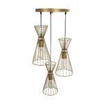 GLOBOSTAR® FLIXIO 201-0126 Vintage Κρεμαστό Φωτιστικό Οροφής με Ντουί 3 x E27 AC 220-240V IP20 - Χρυσό - Μ40 x Π40 x Υ70cm - Image 6