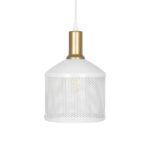 GLOBOSTAR® NETO 201-0129 Μοντέρνο Κρεμαστό Φωτιστικό Οροφής με Ντουί 1 x E27 AC 220-240V IP20 - Χρυσό & Λευκό - Μ18 x Π18 x Υ70cm - Image 4