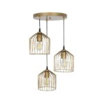 GLOBOSTAR® FLIXIO 201-0138 Vintage Κρεμαστό Φωτιστικό Οροφής με Ντουί 3 x E27 AC 220-240V IP20 - Χρυσό - Μ30 x Π30 x Υ70cm - Image 3