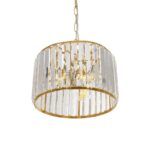 GLOBOSTAR® GLAMOROUS 203-0094 Κλασικό Κρεμαστό Φωτιστικό Οροφής με Ντουί 3 x E27 AC 220-240V IP20 - Χρυσό & Διάφανο - Μ28 x Π28 x Υ21.5cm - Image 6