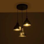 GLOBOSTAR® RADE 203-0127 Μοντέρνο Κρεμαστό Φωτιστικό Οροφής με Ντουί 3 x E27 AC 220-240V IP20 - Μαύρο & Χάλκινο - Μ40 x Π40 x Υ40cm - Image 3