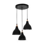 GLOBOSTAR® RADE 203-0127 Μοντέρνο Κρεμαστό Φωτιστικό Οροφής με Ντουί 3 x E27 AC 220-240V IP20 - Μαύρο & Χάλκινο - Μ40 x Π40 x Υ40cm - Image 4