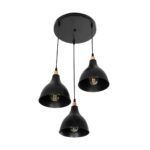 GLOBOSTAR® RADE 203-0127 Μοντέρνο Κρεμαστό Φωτιστικό Οροφής με Ντουί 3 x E27 AC 220-240V IP20 - Μαύρο & Χάλκινο - Μ40 x Π40 x Υ40cm - Image 5