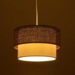 GLOBOSTAR® SISSIE 203-0138 Μοντέρνο Κρεμαστό Φωτιστικό Οροφής με Ντουί 1 x E27 AC 220-240V IP20 - Καφέ & Μπεζ - Μ30 x Π30 x Υ23cm - Image 3