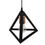 GLOBOSTAR® TRIANGLE 203-0161 Μοντέρνο Κρεμαστό Φωτιστικό Οροφής με Ντουί 1 x E27 AC 220-240V IP20 - Μάυρο & Χάλκινο - Μ24 x Π24 x Υ22cm - Image 7