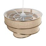 GLOBOSTAR® SIERA 203-0168 Μοντέρνο Κρεμαστό Φωτιστικό Οροφής με Ντουί 1 x E27 AC 220-240V IP20 - Μπεζ & Χρυσό - Μ38 x Π38 x Υ26cm - Image 7